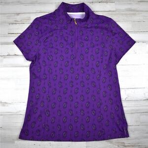 Clover by Bobby Jones Golf Performance zip polo top shirt purple paisley medium